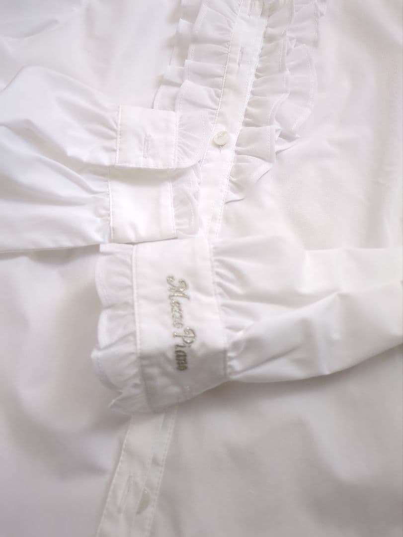 メゾピアノ　フリルリボン付き白シャツ　160