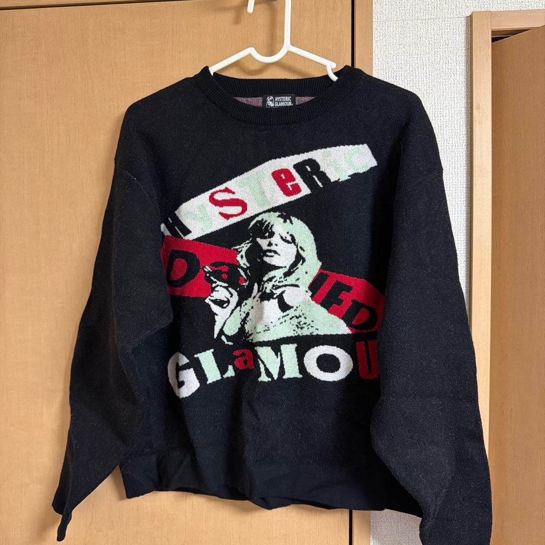 ユイ HYSTERIC GLAMOUR グラフィックニットスウェット 黒
