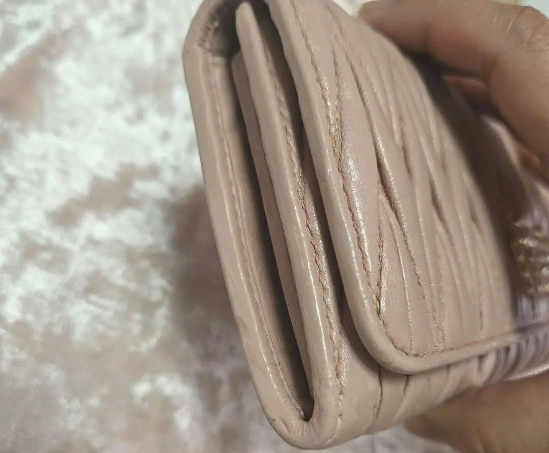 MIUMIU ミュウミュウ 長財布 ピンク マテラッセ ビジューピンクベージュ