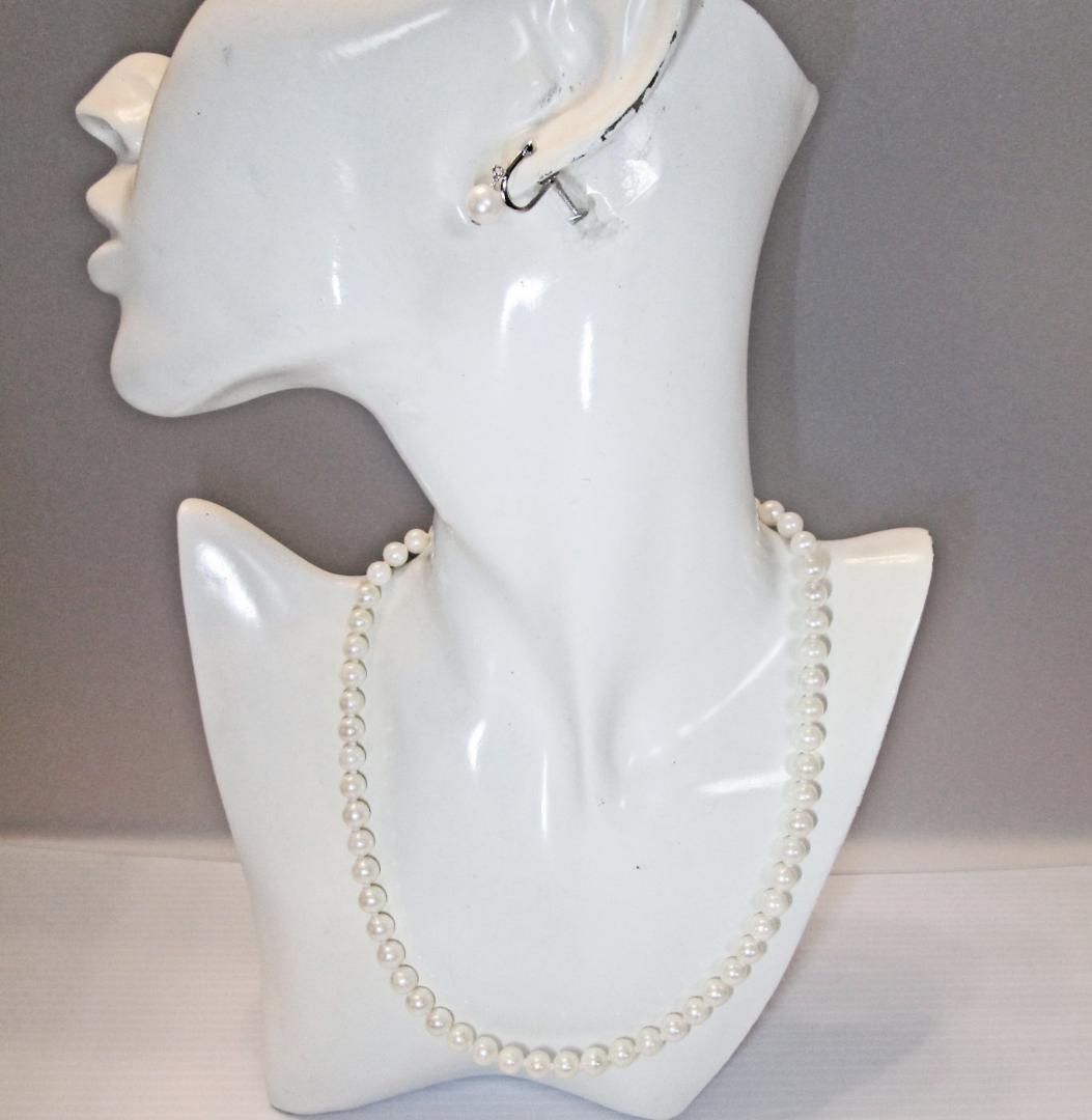 セール☆美品☆あこや本真珠ネックレス・イヤリング ６.５-７ミリ 鑑別書・ケース