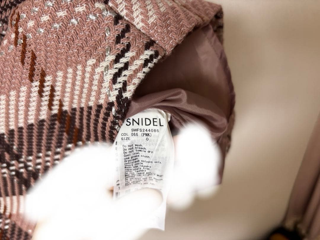 SNIDEL ロービングチェックミニスカート ピンク