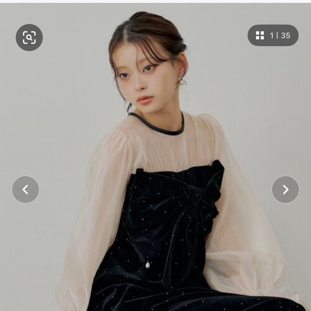 新品未使用品【SALON by Chico】配色シアーリボンベロアワンピース