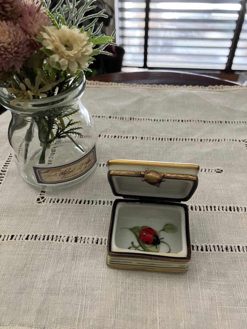 リモージュボックス アンティークガーデニングブック てんとう虫 フランス製 本