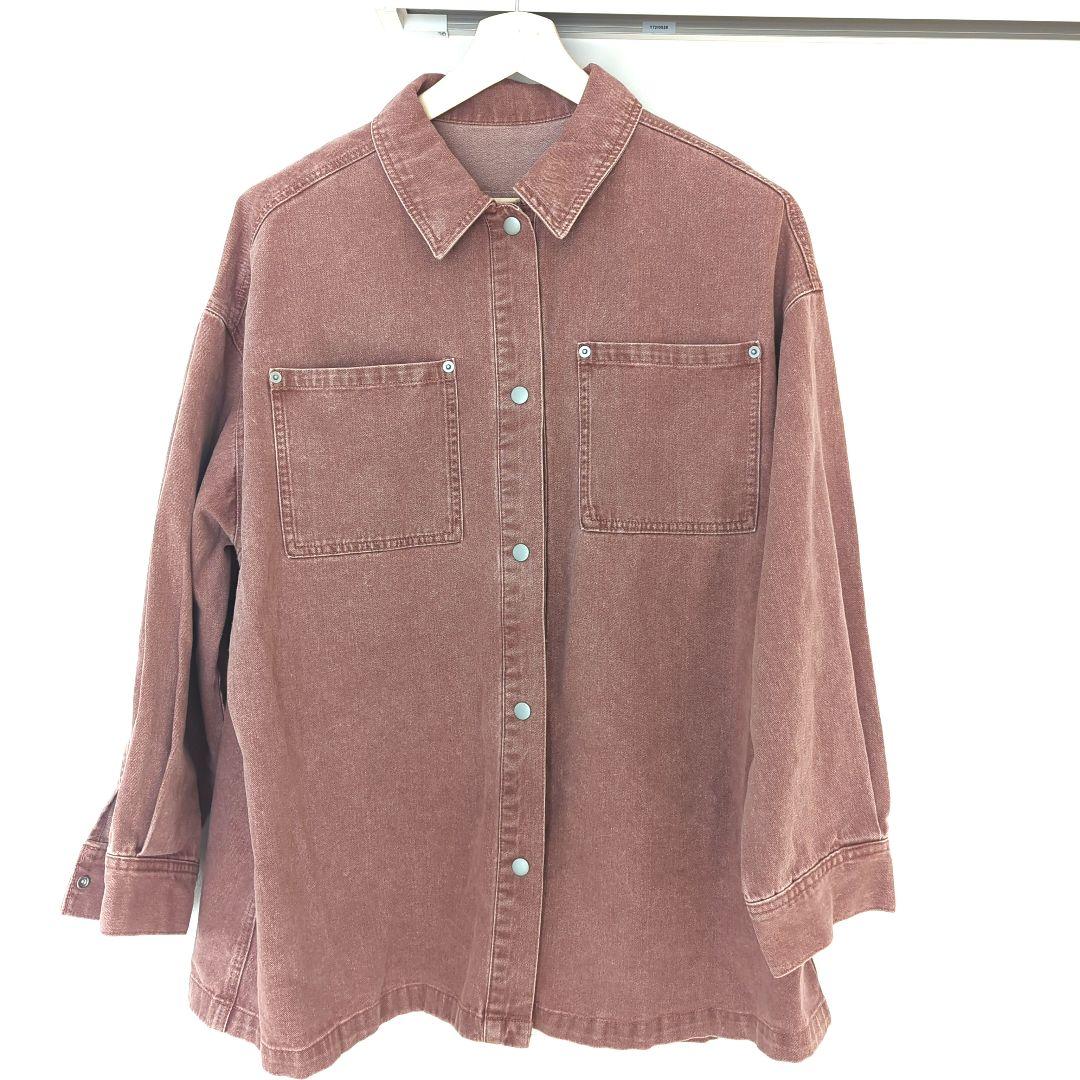 新品タグ付き LEPSIM フリンジパッチ BIGデニムシャツ ピンク