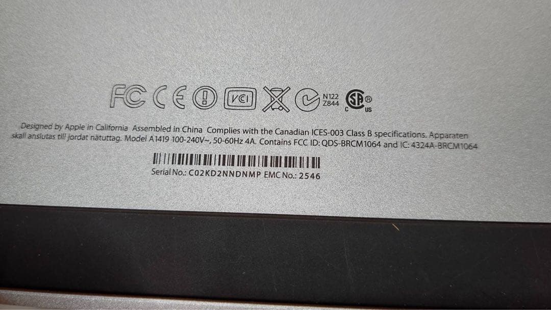 (17FF1341)Apple iMac 27インチ　A1419　動作OK