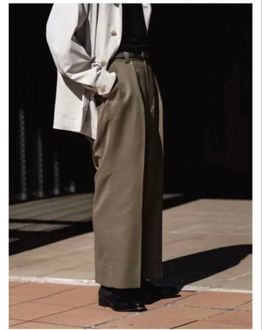 パンツ WOOL MOHAIR GABERDINE 1TUCK BAGGY SLACKS