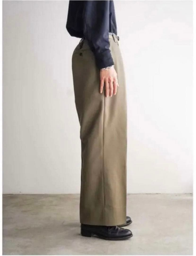 パンツ WOOL MOHAIR GABERDINE 1TUCK BAGGY SLACKS