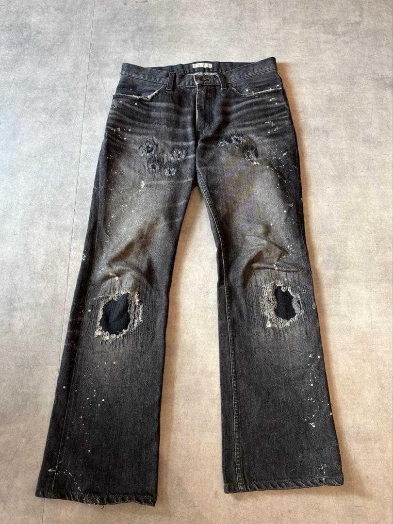 ナンバーナイン 01AW スタンダード期 名作 グランジデニム フレア キムタク