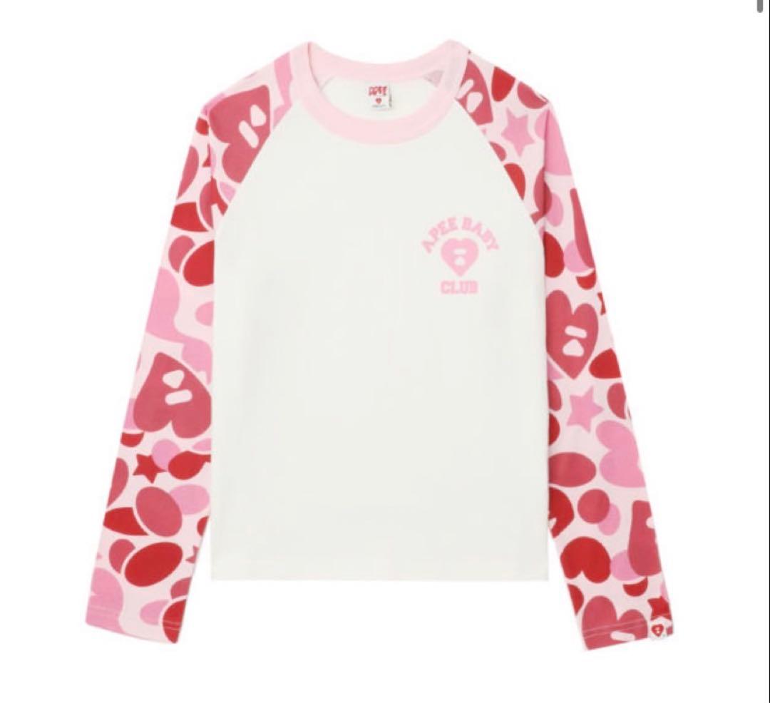 完売　apee AAPE ハート柄 長袖Tシャツ　ロンT