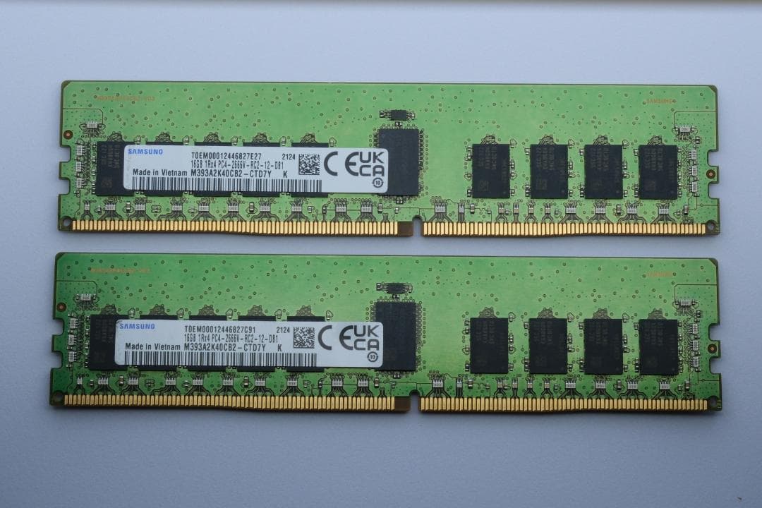 SAMSUNG DDR4-2666 ECC 16GB 2枚 計32GB サーバ用