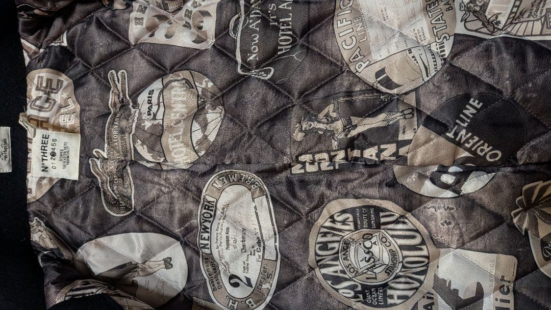 SALE☆BEDWIN メルトン ウール 中綿 ジップ Pコート 総柄 3 L