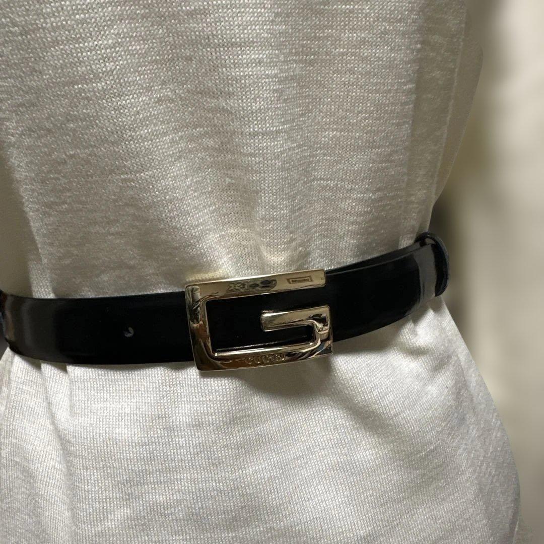 GUCCI ブラックベルト Gロゴバックル