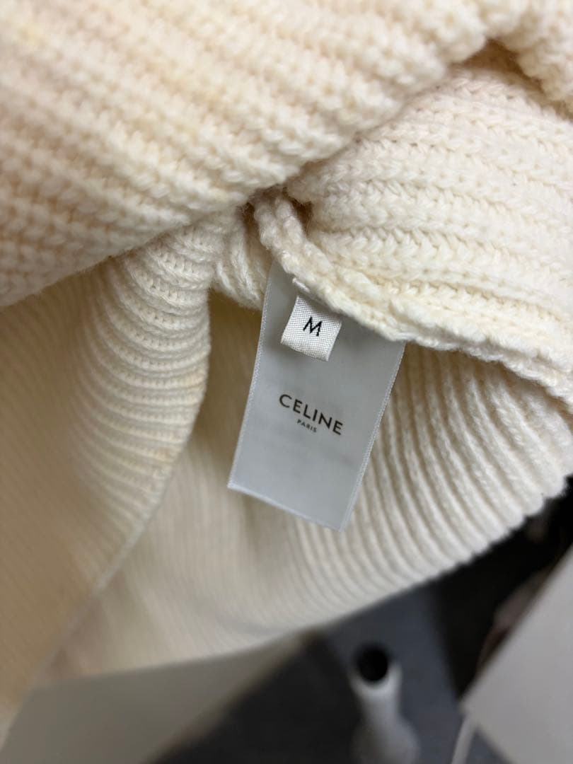 CELINE アイボリー ロゴ刺繍セーター