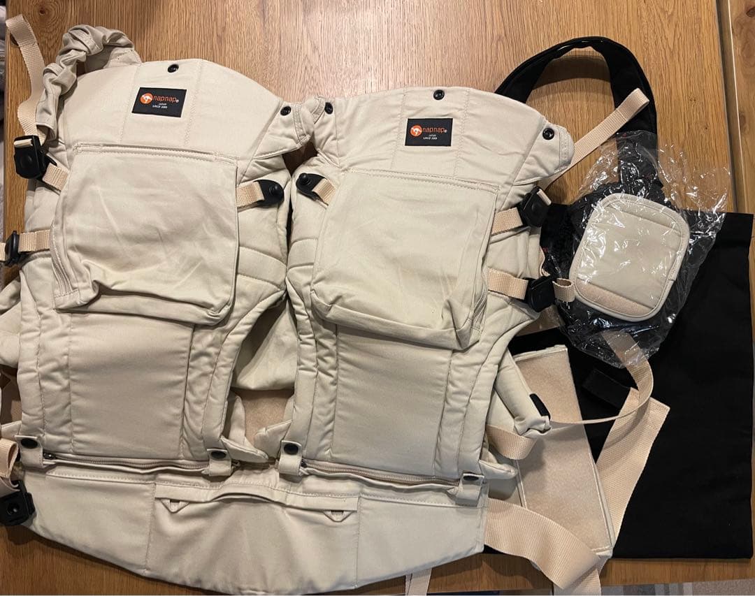 ベージュ コットン 抱っこ紐 2WAY