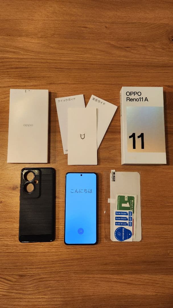 SIMフリー OPPO Reno 11 A ダークグリーン ケース+フィルム付き