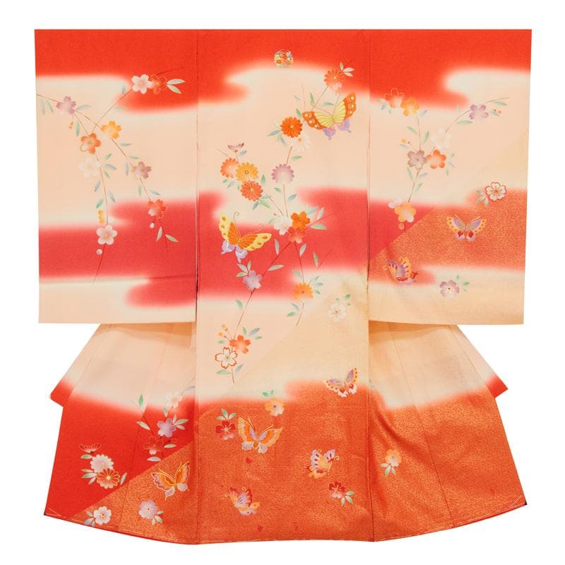 bunda新品お宮参り 産着 祝着　花紋入り京友禅染　豪華刺繍入り花鳥文