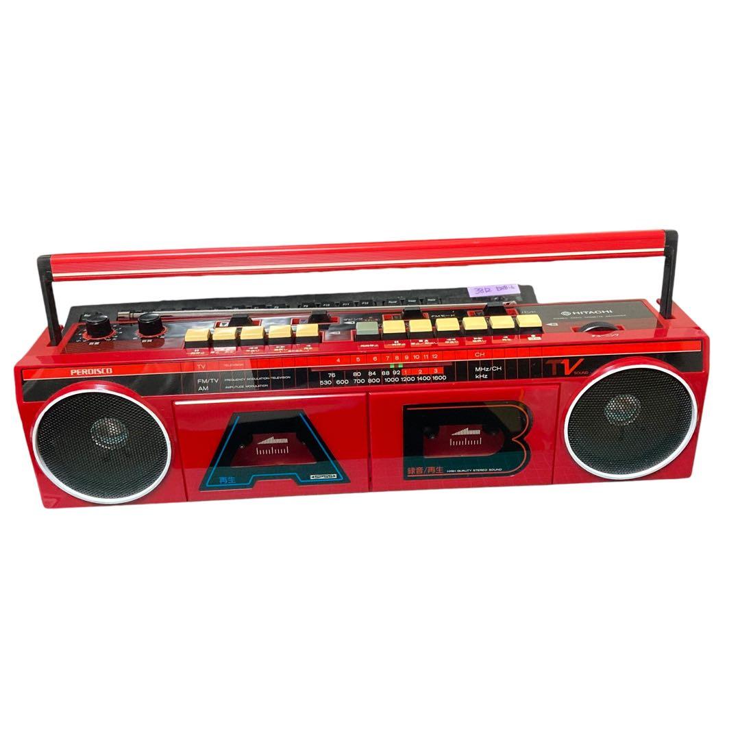 【動作品レア】 昭和レトロ 日立AM&FMラジオ・カセットデッキTRK-W110