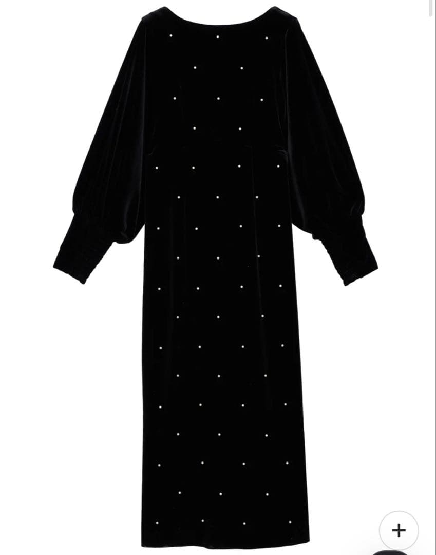 Ameri BACK OPEN PEARL VELOUR DRESS ブラックS
