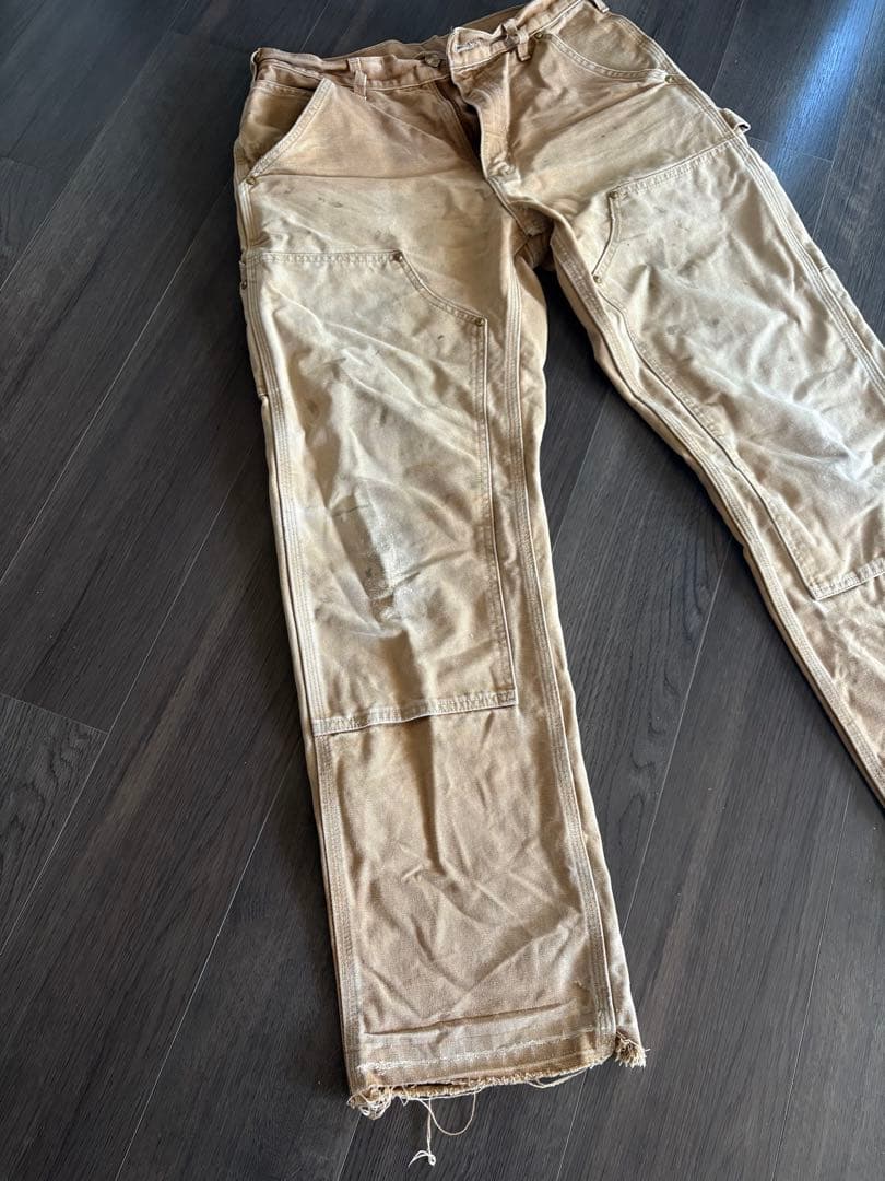 希少 USA製 ビンテージ カーハート ダブルニー ペインターパンツ ベージュ