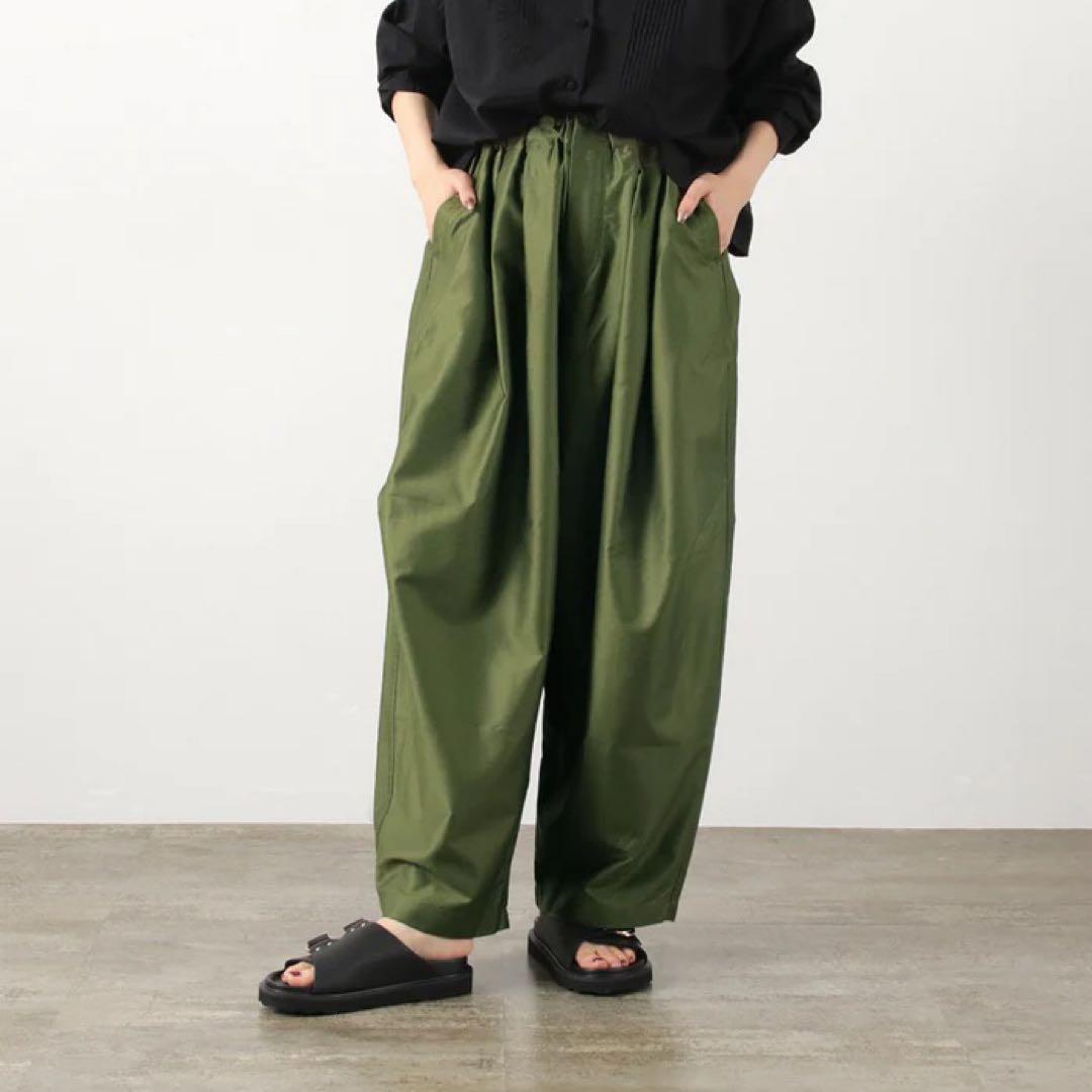 mizuiroind ミズイロインド モールスキン ワイドカーゴパンツ カーキ