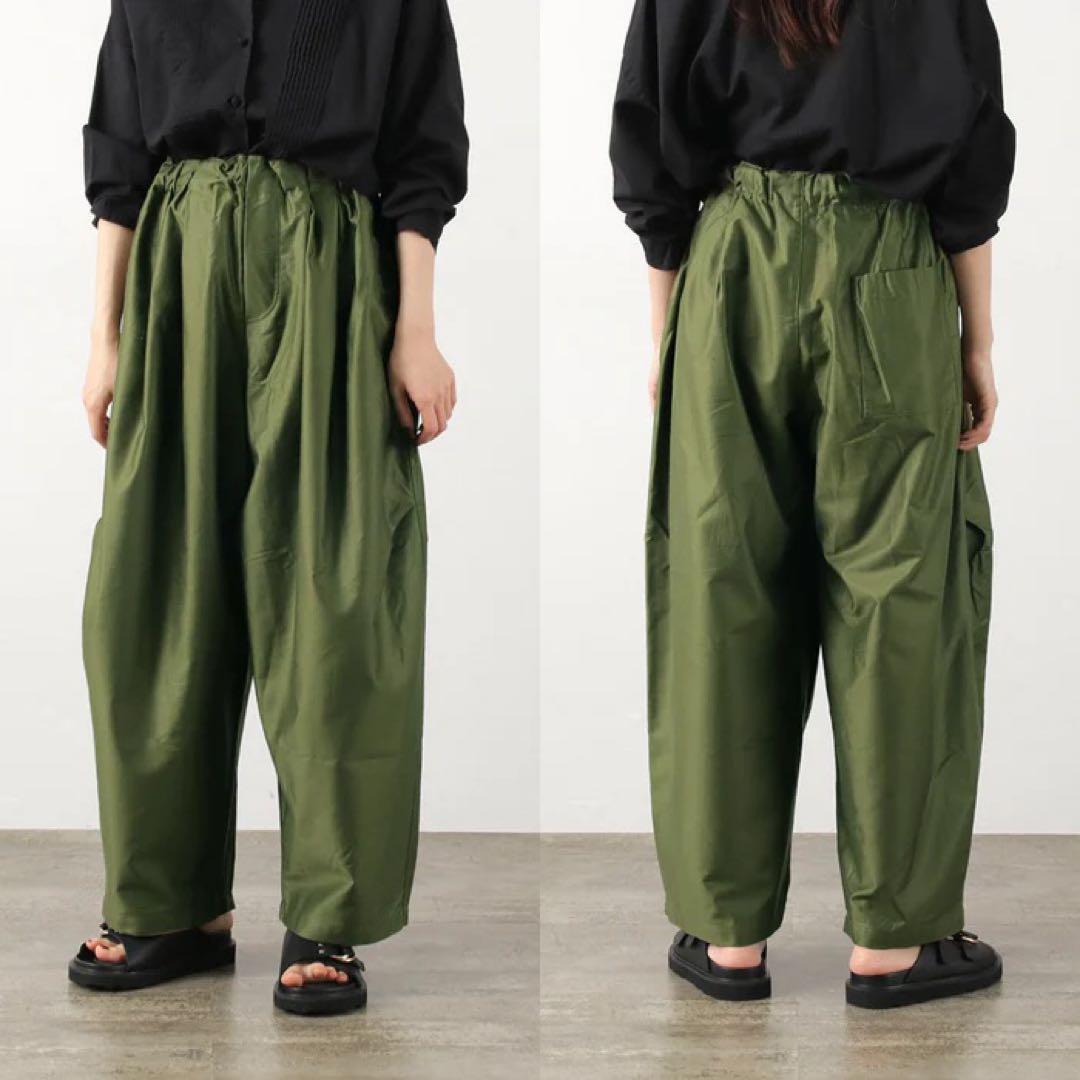 mizuiroind ミズイロインド モールスキン ワイドカーゴパンツ カーキ