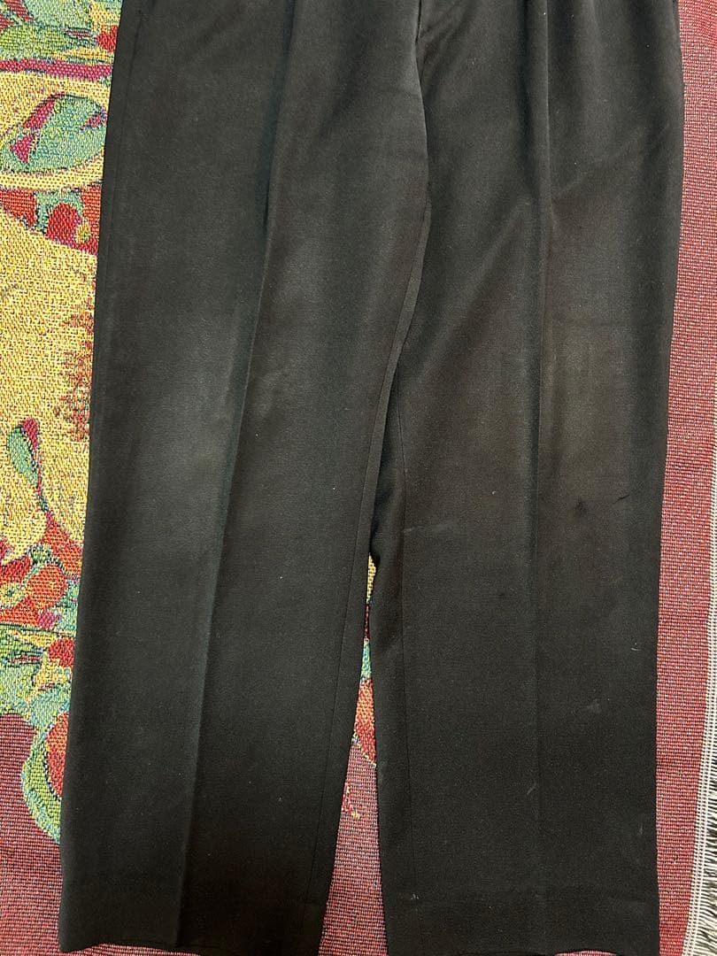 50s〜60s レーヨンウールギャバジンスラックス　両爪　ブラック　着画あり