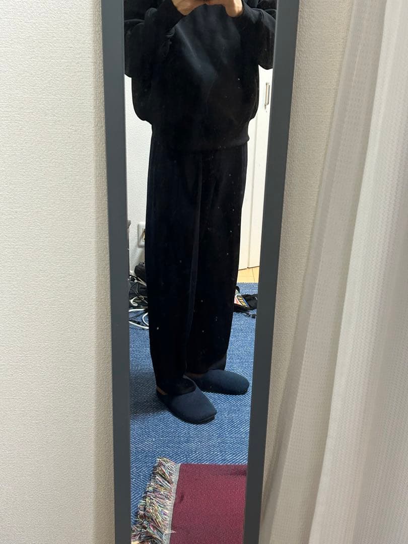 50s〜60s レーヨンウールギャバジンスラックス　両爪　ブラック　着画あり