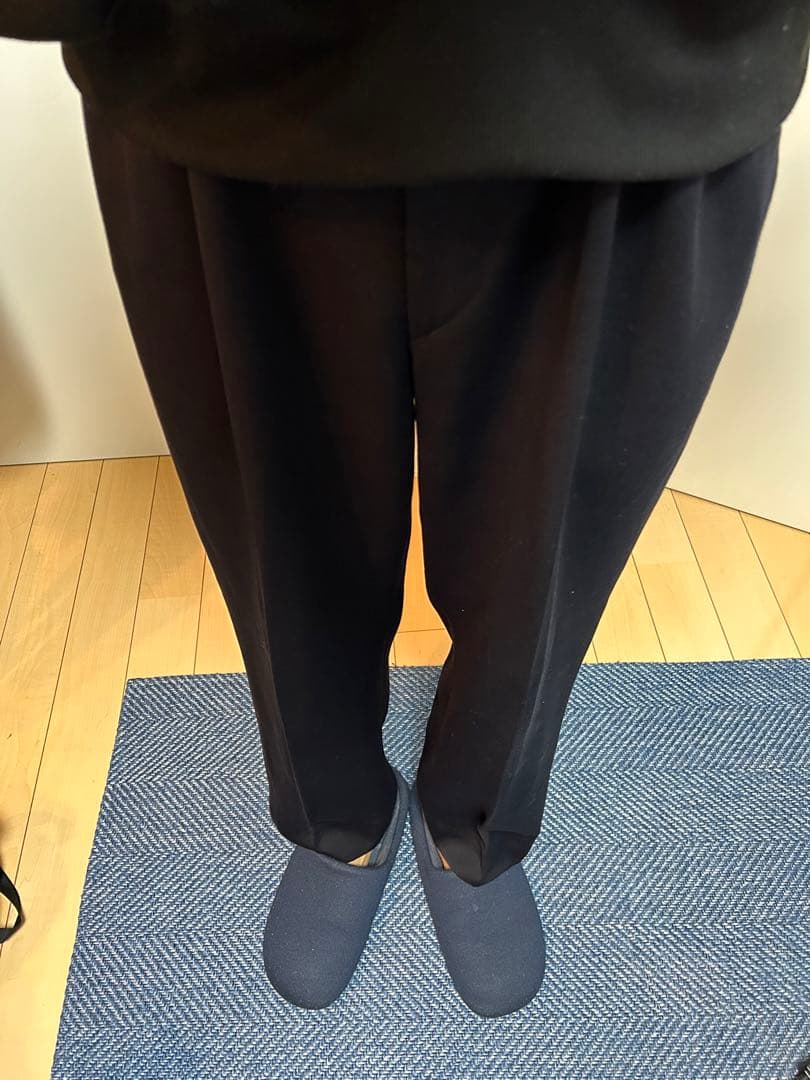 50s〜60s レーヨンウールギャバジンスラックス　両爪　ブラック　着画あり