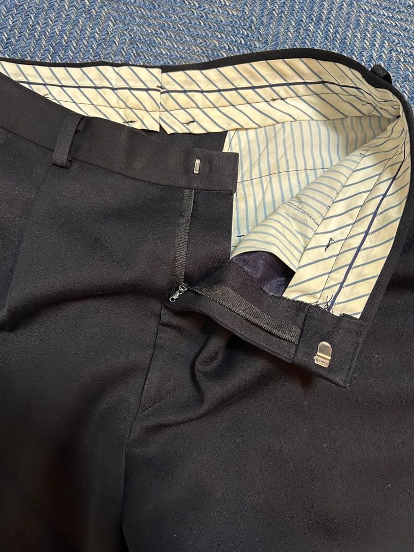 50s〜60s レーヨンウールギャバジンスラックス　両爪　ブラック　着画あり