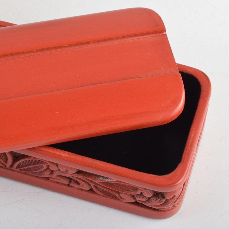 スペード　龍斎作　堆朱　花草文　御菓子器揃　時代二重箱　C　8871A