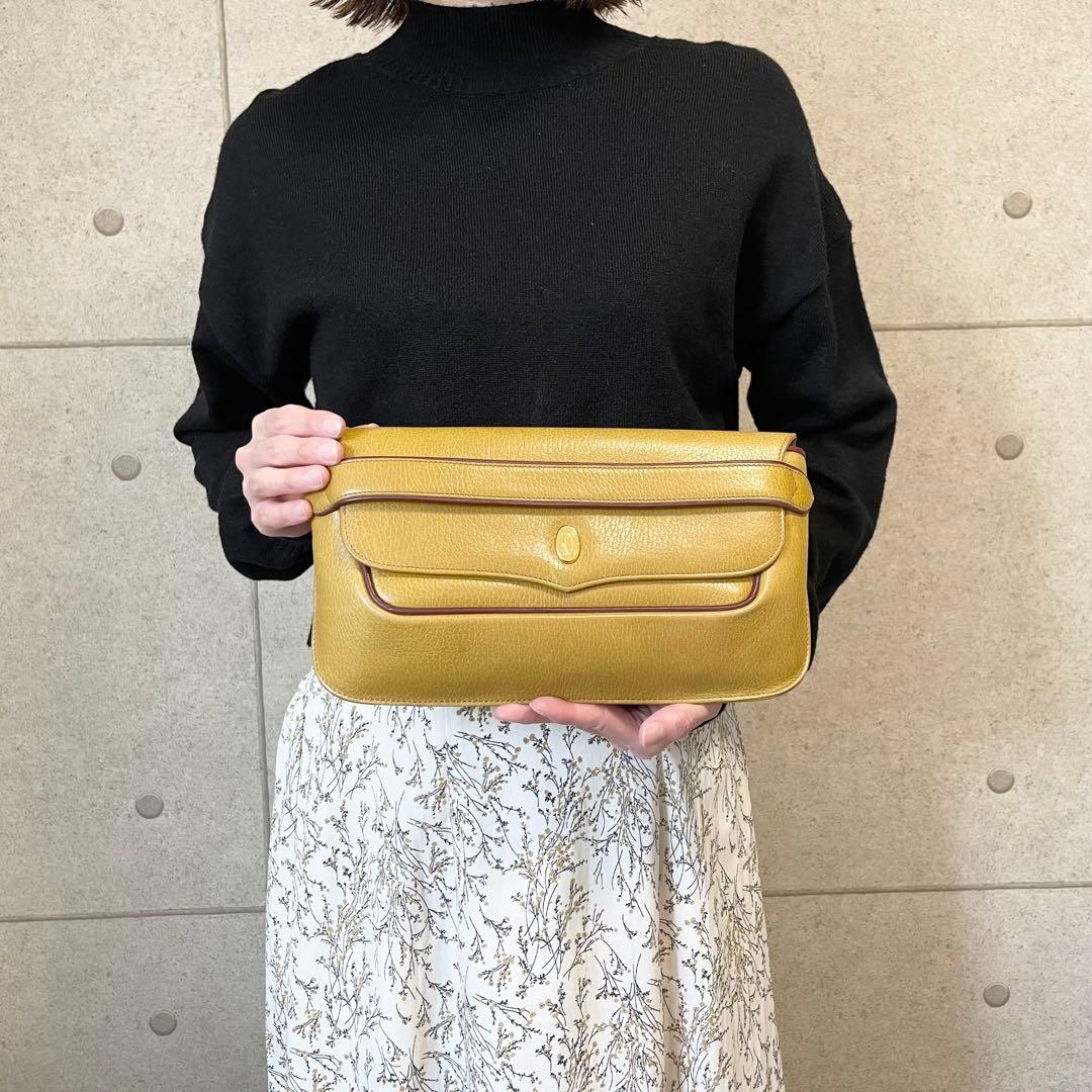 カルティエ⭐️  マスト カーフ レザー セカンド クラッチ バッグ