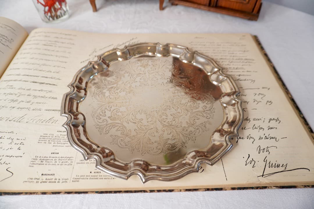 イギリス ヴィンテージ シルバープレート トレー③