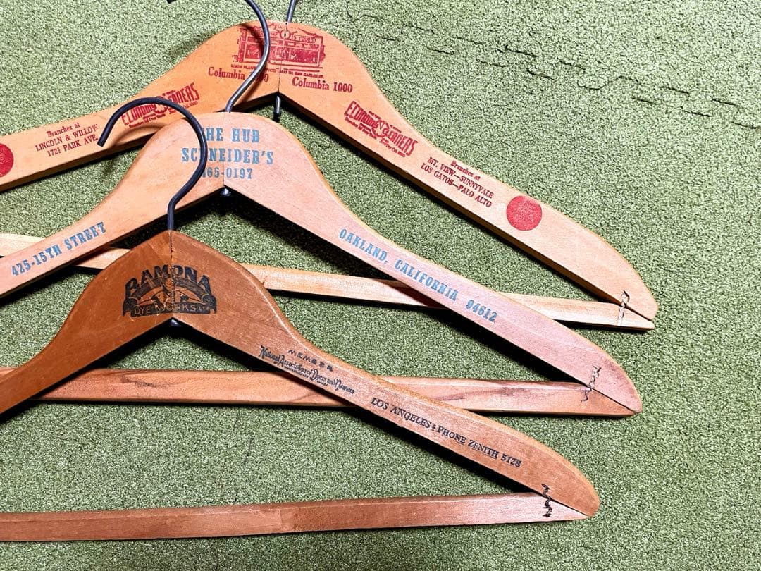 セール　50s アンティークハンガー　木製ハンガー3個セット　ヴィンテージ　US