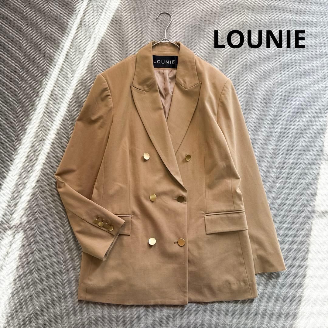 極美品 LOUNIE ダブルテーラードジャケット 金ボタン ベージュ Lサイズ