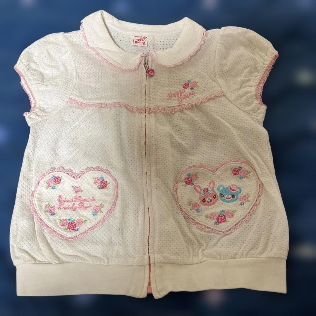 レトロメゾピアノ 120 刺繍ハート ミミポポジップアップ