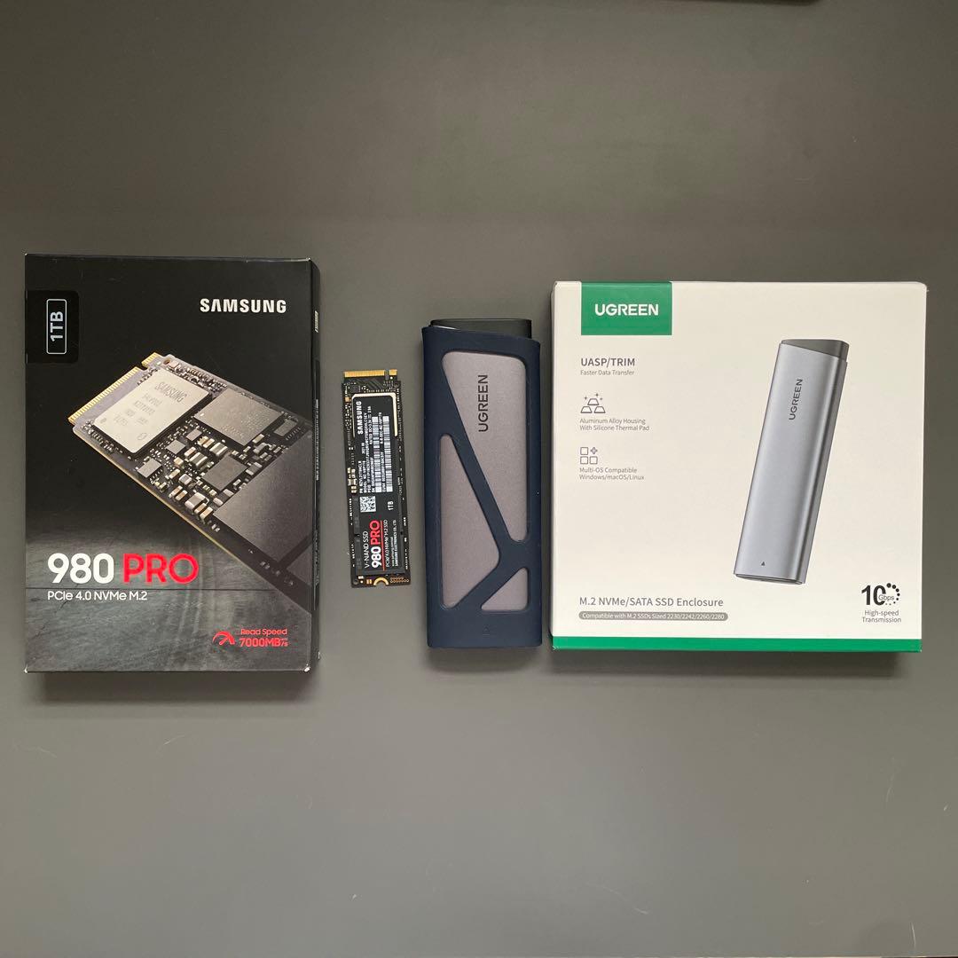 Samsung 980 PRO 1TB M.2 + UGREEN SSDケース