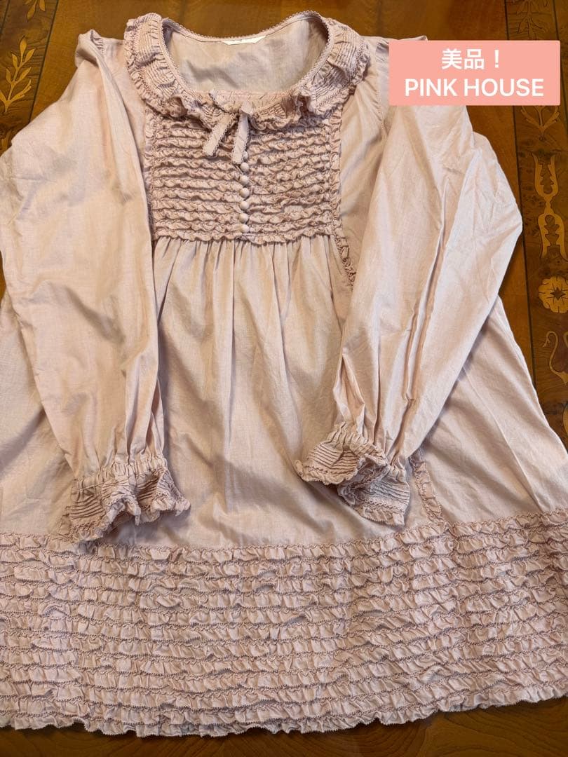 美品！PINK HOUSE フリル付きチュニック 薄いピンク