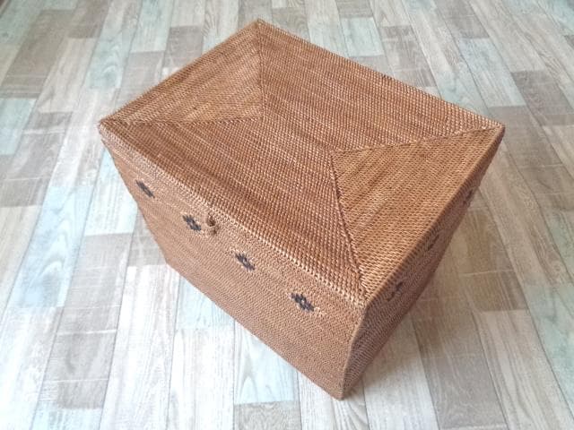 B4長方形ボックス●フタ付●柄入●アタ●バリ島●1002●特大サイズ