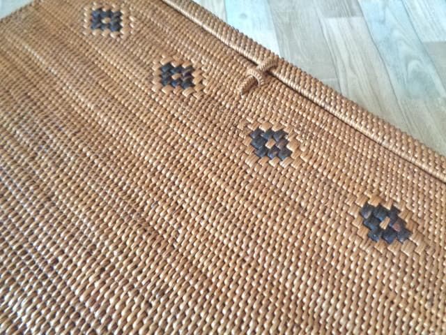 B4長方形ボックス●フタ付●柄入●アタ●バリ島●1002●特大サイズ