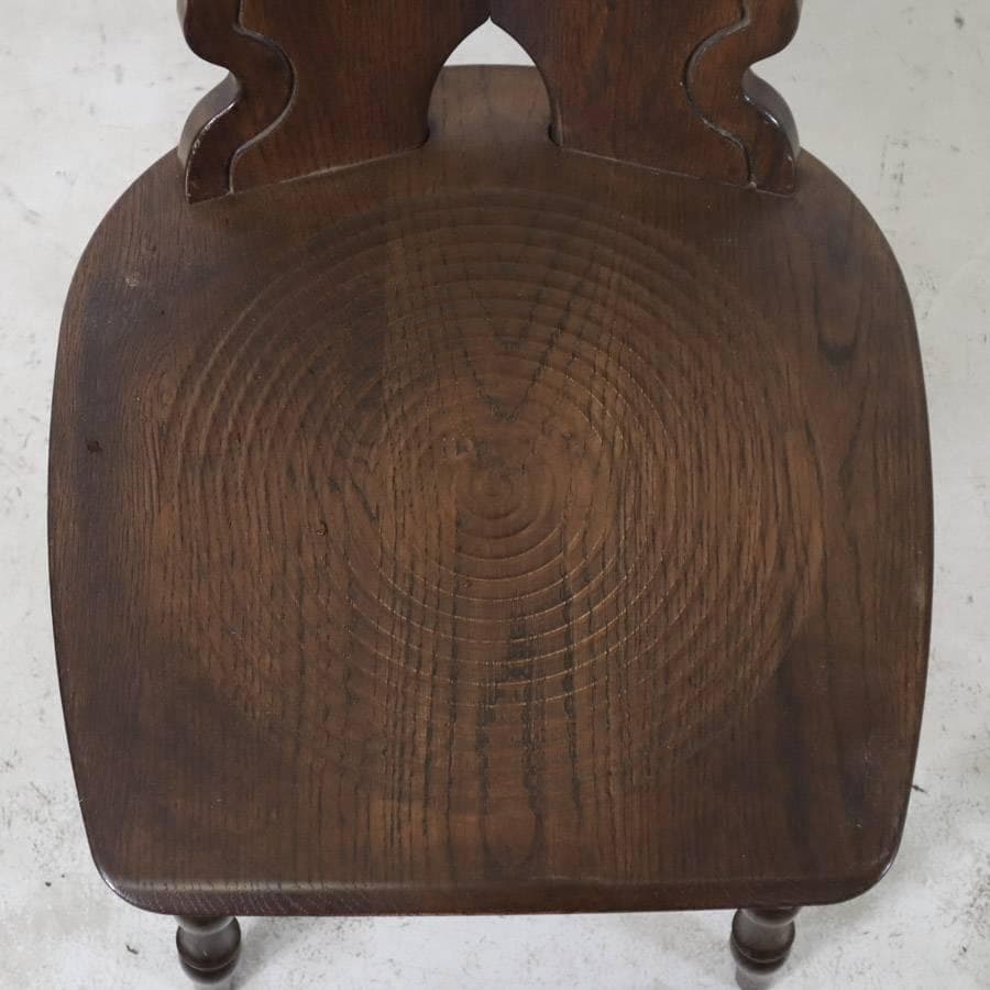 英国アンティーク調 ダイニングチェア オーク無垢 刳り貫き パーソナルチェア