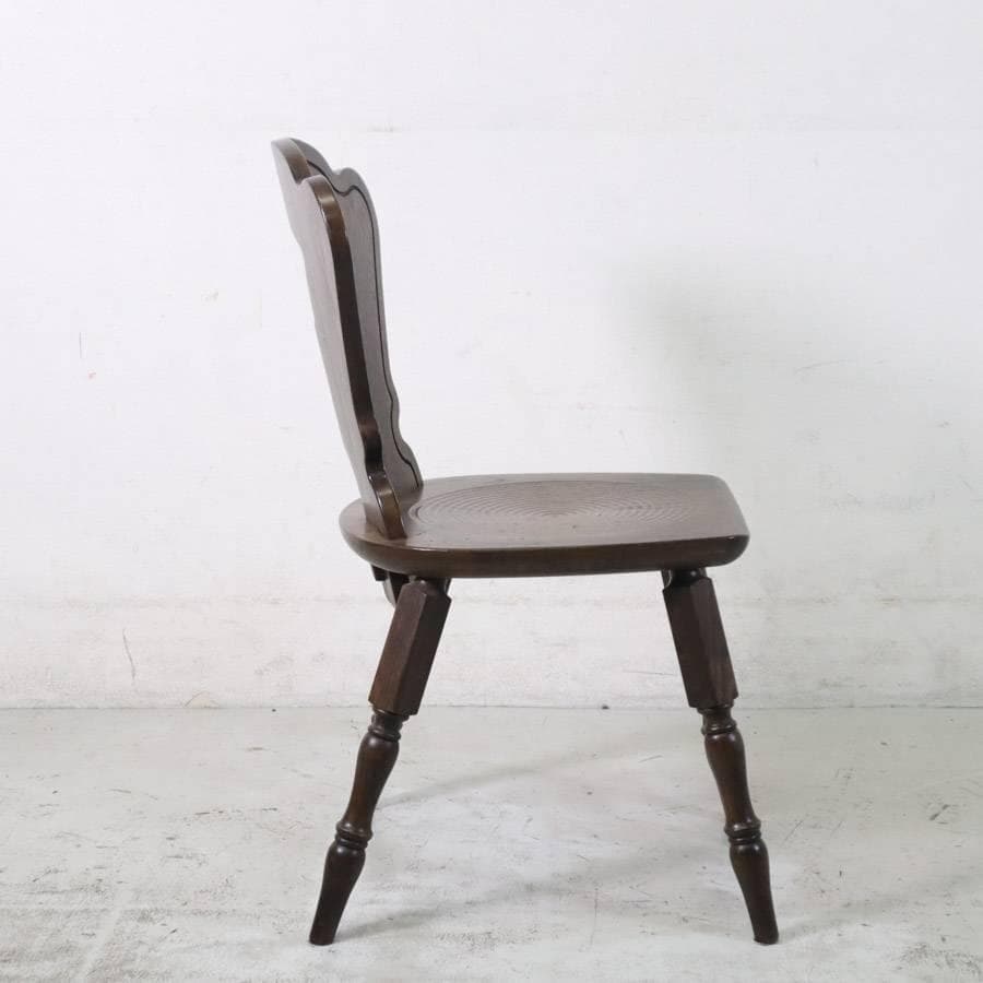 英国アンティーク調 ダイニングチェア オーク無垢 刳り貫き パーソナルチェア