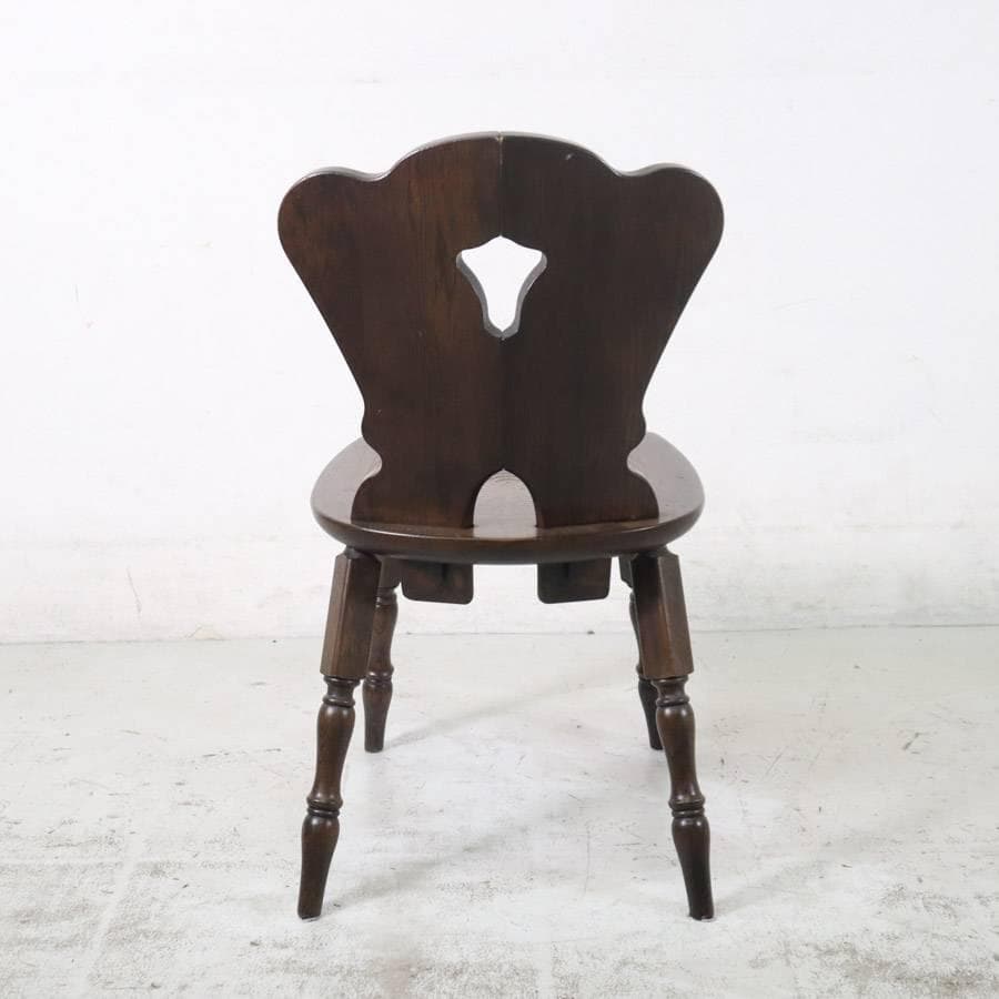 英国アンティーク調 ダイニングチェア オーク無垢 刳り貫き パーソナルチェア