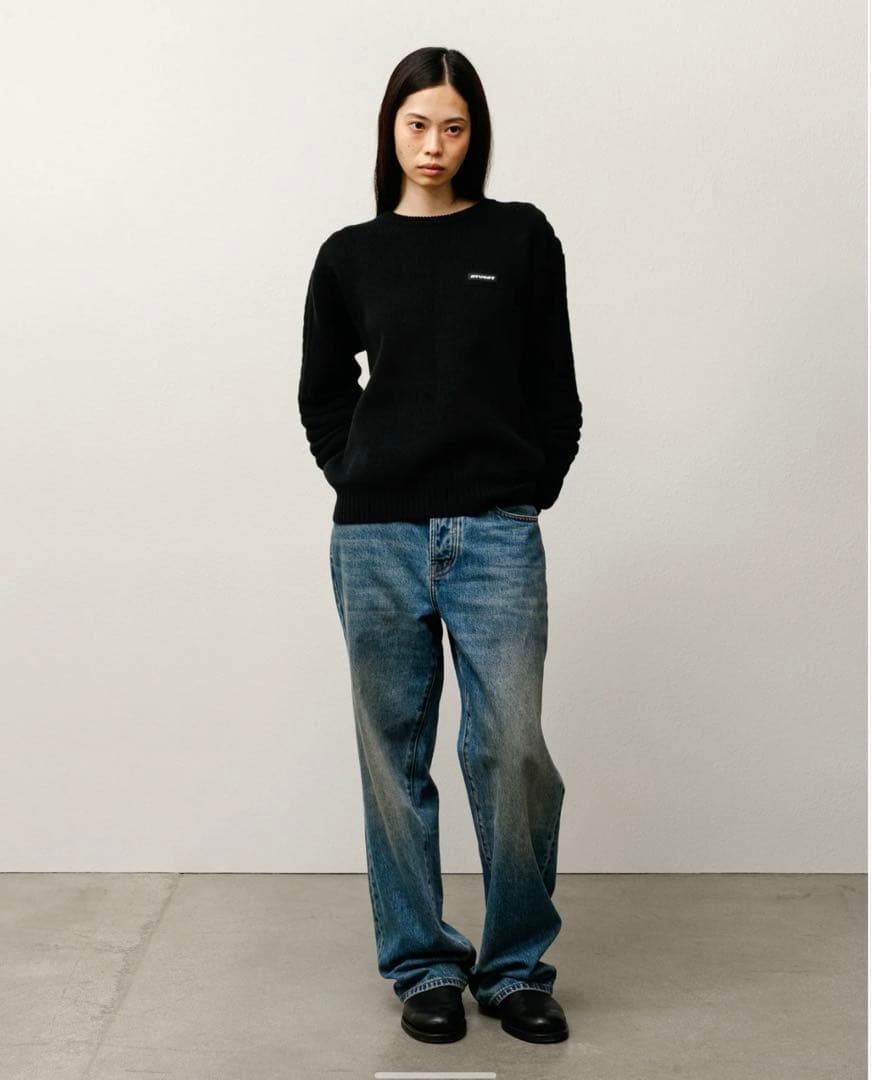 トップス STUSSY 25AW MOTO SWEATER BLACK S