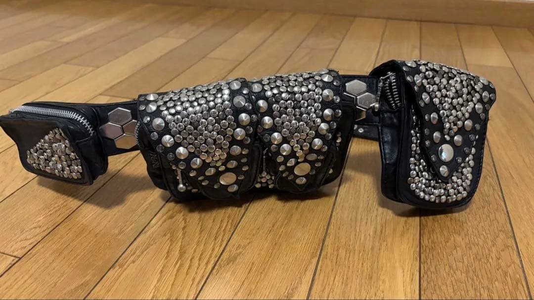 バッグ Kmrii hip bag CRAZY SILVER STUDDED