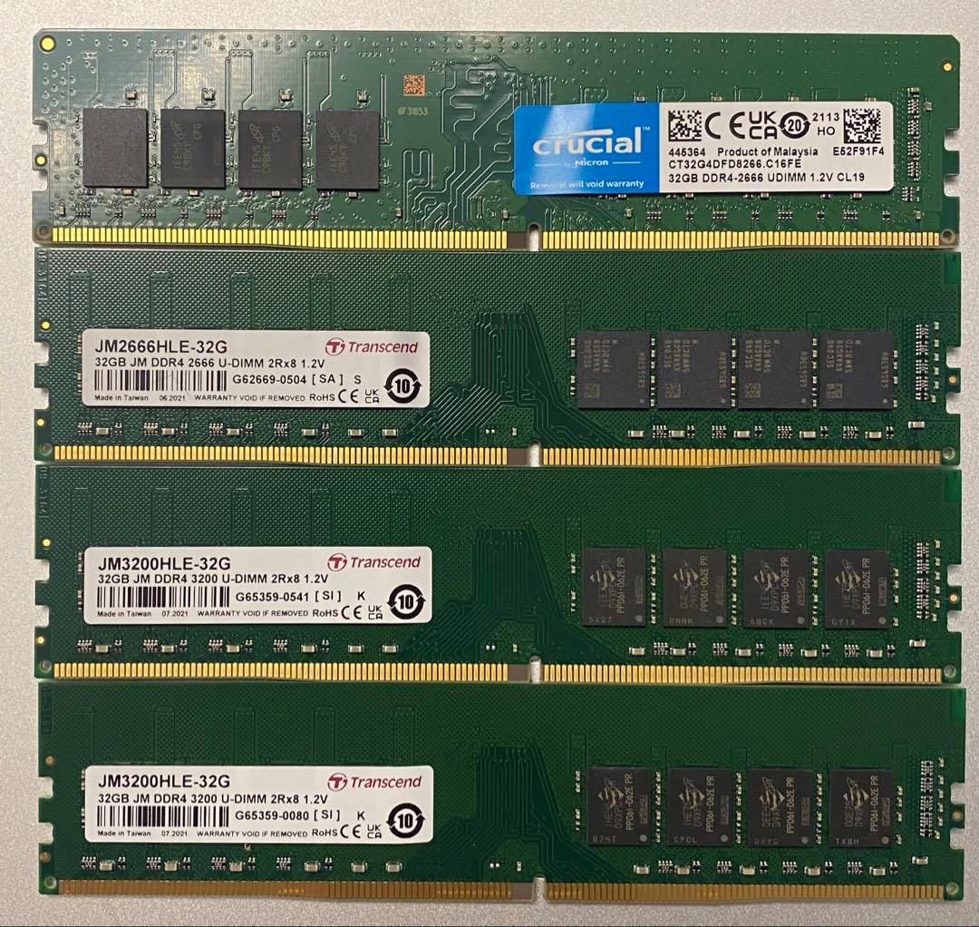 ￼ Crucial & ￼Transcend 128GB (32Gx4)3200