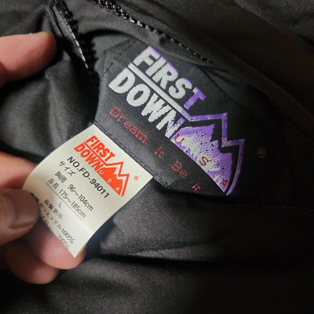 【美品】FIRST　DOWN　ダウンベスト　リバーシブル　黒　グレー　L
