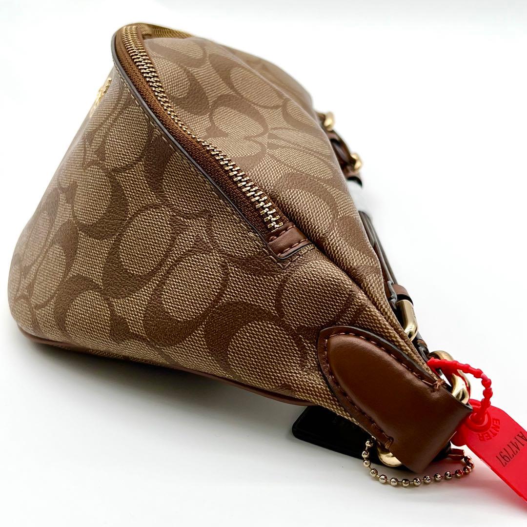 【極美品】COACH シグネチャー ウエストバッグ ボディバッグ レザー 茶色
