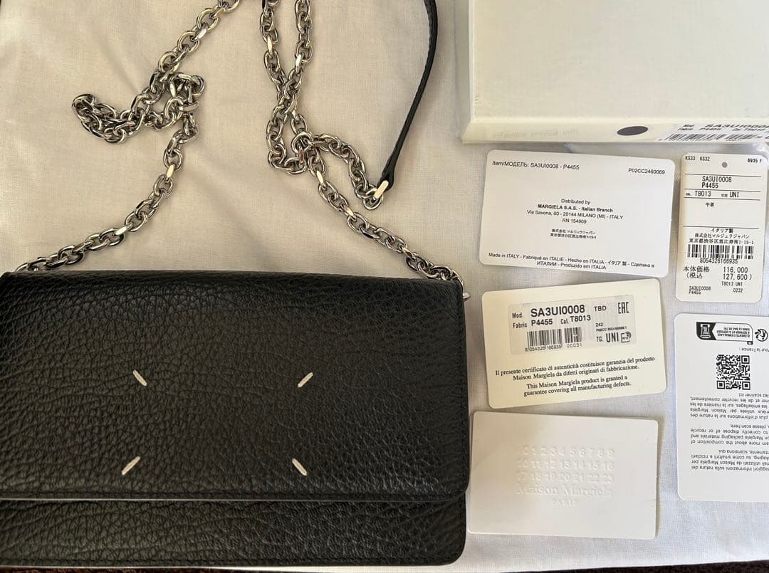 メゾンマルジェラ チェーンロングウォレット 4ステッチ 黒★