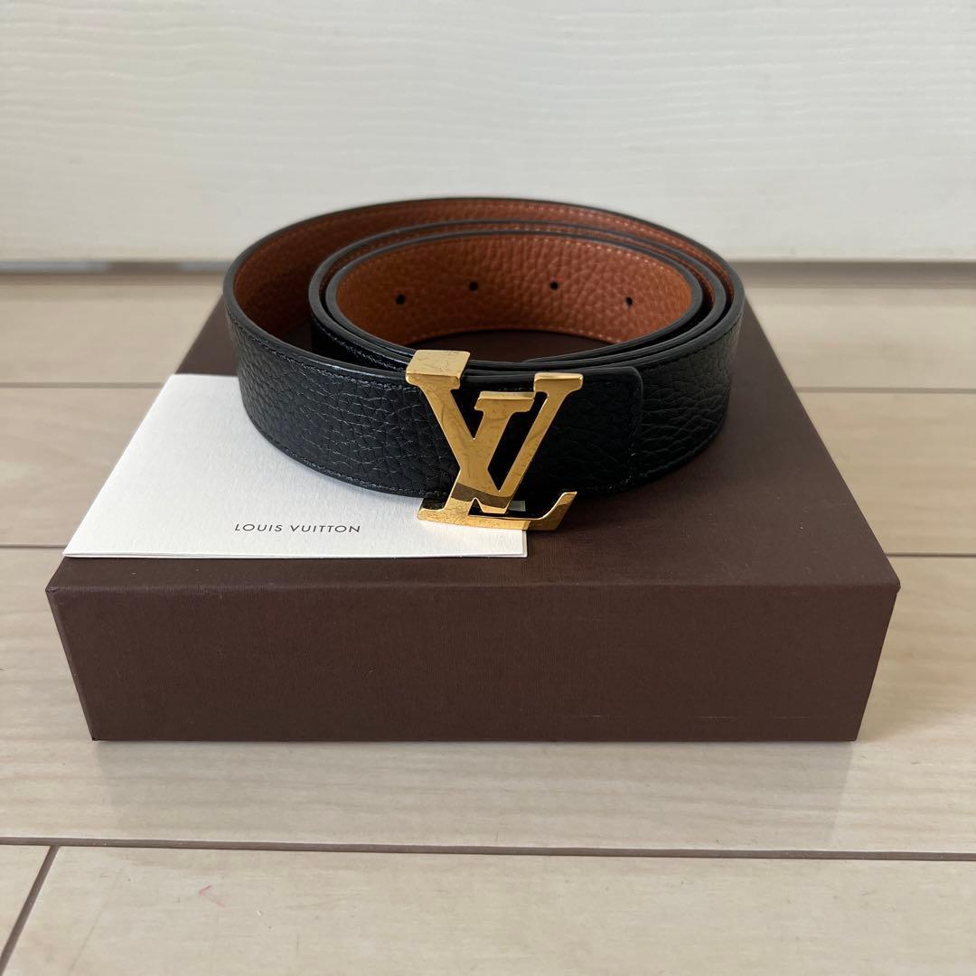 ヴィトン　リバーシブル　ベルト　サンチュール・イニシャル　マドレーヌ黒×キャメル