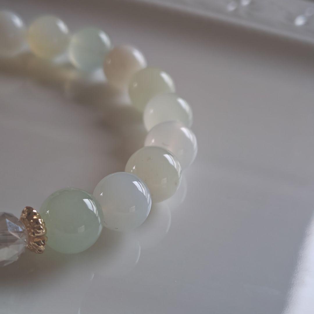 新作♡カフェオレ♡レア蓮花宝瓶天珠、グリーンオパール、グアテマラ産翡翠